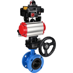 Затвор дисковый поворотный WBV1313E-2W-F-H Ду200 Ру16 фланцевый, корпус - чугун GGG40, диск - чугун GGG40, EPDM, с пневмоприводом PA-DA-140, пневмораспределителем 4M310-08 AC220V, БКВ APL-410N EX и ручным дублером MON2-450-T28-ISO
