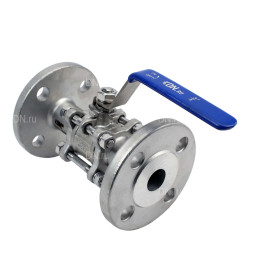 Кран шаровой BV3131P(3pc)-FP-F-H Ду25 Ру40, полнопроходной, трехсоставной, сталь 304, уплотнение - PTFE, фланцевый с рукояткой
