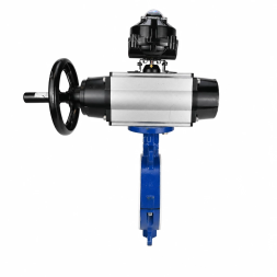 Затвор дисковый поворотный WBV3434Pf-2W-Fb-R Ду150 Ру16, корпус - углеродистая сталь WCB, диск - углеродистая сталь WCB, футерованный PTFE, уплотнение - PTFE, с пневмоприводом PA-DA-105-1, пневмораспределителем 4M310-08 AC220V и БКВ APL-510N EX