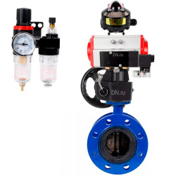 Затвор дисковый поворотный WBV1331E-2W-F-H Ду125 Ру16 фланцевый, чугун GGG40/нержавеющая сталь 304, EPDM, с пневмоприводом PA-DA-130, пневмораспределителем 4M310-08 DC24V, БКВ APL-510N EX, ручным дублером MON3-700-T38-ISO и БПВ AFC2000