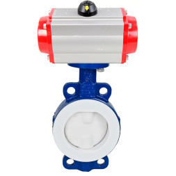 Затвор дисковый поворотный WBV3434Pf-2W-Fb-R Ду150 Ру16 корпус - углеродистая сталь WCB, диск - углеродистая сталь WCB, футерованный PTFE, уплотнение - PTFE, с пневмоприводом PA-DA-105 двойного действия
