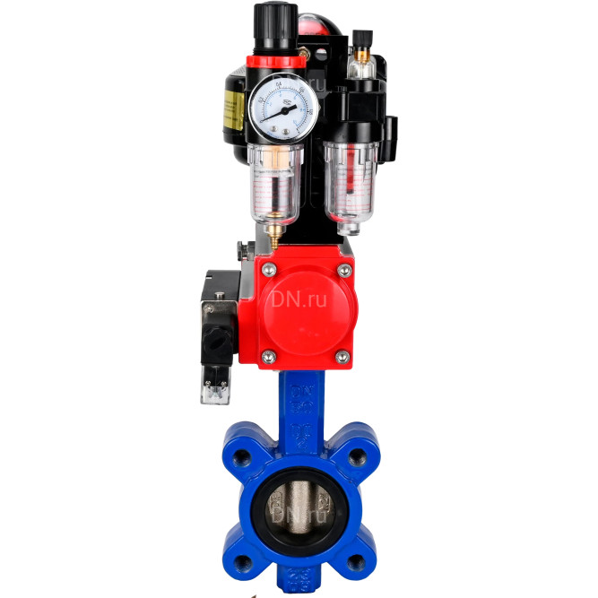 Затвор дисковый поворотный WBV1616N-2W-Fb-H Ду50 Ру16 LUG корпус - чугун QT450, диск - чугун QT450, уплотнение - NBR, с пневмоприводом PA-DA-065, пневмораспределителем 4M310-08 DC24V, БКВ APL-510N EX и БПВ AFC2000 в Омске
