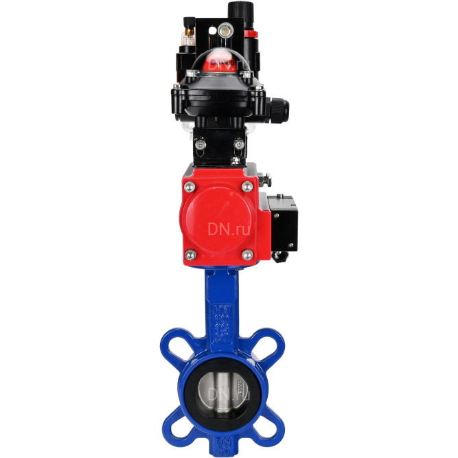 Затвор дисковый поворотный WBV1432N-2W-Fb-H Ду125 Ру16, корпус - чугун GGG50, диск - нержавеющая сталь 316L, уплотнение - NBR, с пневмоприводом PA-SA-140, пневмораспределителем 4M310-08 AC220V, БКВ APL-210N, БПВ AFC2000 в Омске