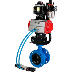 Затвор дисковый поворотный WBV1313E-2W-F-H Ду200 Ру16, корпус - чугун GGG40, диск - чугун GGG40, EPDM, с пневмоприводом PA-DA-140, пневмораспределителем 4M320-08 AC220V, ручным дублером MON2-450-T28-ISO, БКВ APL-510N EX и БПВ AFC2000