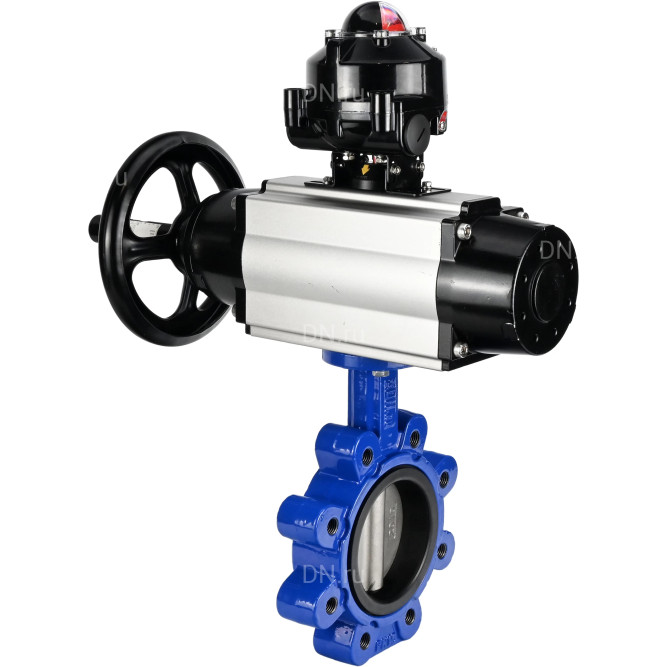 Затвор дисковый поворотный WBV1631E-2W-Fb-H Ду150 Ру16 LUG корпус - чугун QT450, диск - нержавеющая сталь 304, уплотнение - EPDM, с пневмоприводом PA-DA-105-1 и БКВ APL-510N EX в Омске