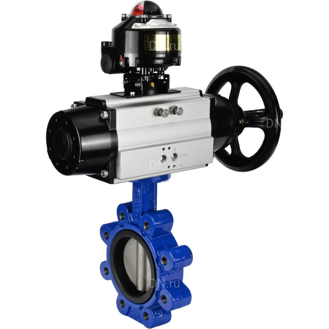 Затвор дисковый поворотный WBV1631E-2W-Fb-H Ду150 Ру16 LUG корпус - чугун QT450, диск - нержавеющая сталь 304, уплотнение - EPDM, с пневмоприводом PA-DA-105-1 и БКВ APL-510N EX в Омске