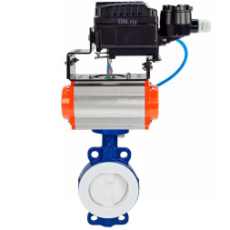 Затвор дисковый поворотный WBV3434Pf-2W-Fb-H Ду125 Ру16 корпус - углеродистая сталь WCB, диск - углеродистая сталь WCB, футерованный PTFE, уплотнение - PTFE, с пневмоприводом PA-SA-130 и позиционером YT-1000RSN с обратной связью