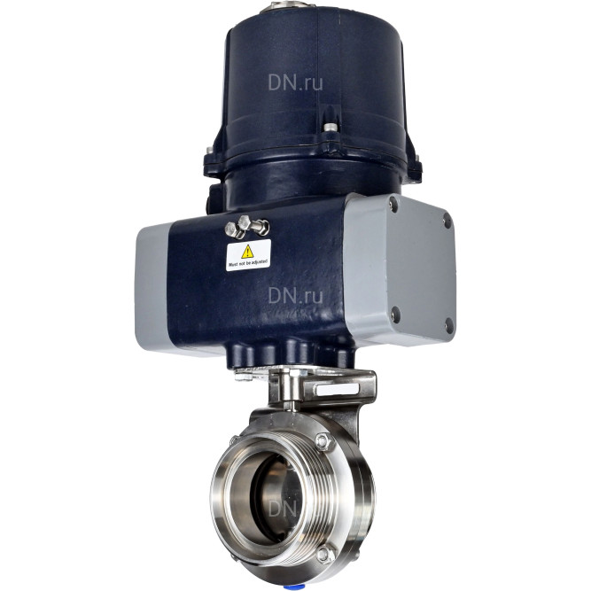 Затвор дисковый поворотный WBV3131S-2W-T-H Ду80 Ру10 резьбовой, корпус - пищевая нерж. сталь AISI 304, диск - нерж. сталь AISI 304, уплотнение - Silicon, с электроприводом четвертьоборотным QTSA-N-003EM-O0-220VAC с пружинным возвратом в Омске