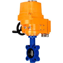 Затвор дисковый поворотный WBV1631E-2W-Fb-H Ду100 Ру16 LUG межфланцевый, корпус - чугун QT450, диск - нержавеющая сталь 304, уплотнение - EPDM, с электроприводом QT-EX-010EM-O2-220VAC-У1 220В