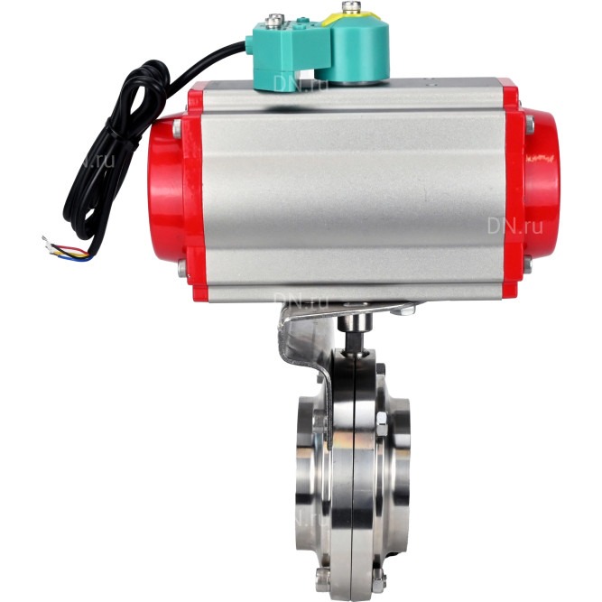 Затвор дисковый поворотный WBV3131S-2W-W-H Ду20 Ру10 под приварку, пищевая нержавеющая сталь 304, уплотнение - Silicon, с пневмоприводом PA-DA-052 и магнитным переключателем ALS200D в Омске