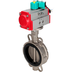 Затвор дисковый поворотный WBV3232N-2W-Fb-H Ду65 Ру16 корпус - нержавеющая сталь 316L, диск - нержавеющая сталь 316L, уплотнение - NBR, с пневмоприводом PA-DA-065 и магнитным переключателем ALS200D