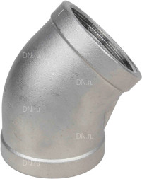 Отвод (полуотвод) ВР-ВР-304 3/8″ Ду10 Ру16 угол 45°, корпус - нержавеющая сталь 304, присоединение - внутренняя / внутренняя резьба