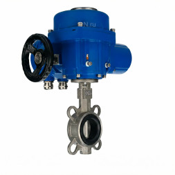 Затвор дисковый поворотный WBV3232V-2W-Fb-H Ду300 Ру16, корпус - нержавеющая сталь 316L, диск - нержавеющая сталь 316L, уплотнение - VITON, с электроприводом QT-N-060M-O2-380VAC-У1