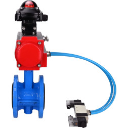 Затвор дисковый поворотный WBV1313E-2W-F-H Ду65 Ру16 фланцевый, корпус - чугун GGG40, диск - чугун GGG40, уплотнение - EPDM, с пневмоприводом PA-DA-105, пневмораспределителем 4V320-08 AC220V и БКВ APL-210N