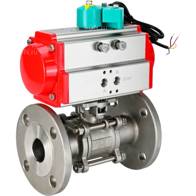 Кран шаровой BV3232P(3pc)-FP-F-ISO-H Ду50 Ру40 полнопроходной, фланцевый, корпус - нержавеющая сталь 316, уплотнение - PTFE, с пневмоприводом PA-DA-083 и магнитным переключателем ALS200D в Омске