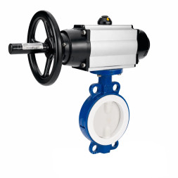 Затвор дисковый поворотный WBV3434Pf-2W-Fb-R Ду150 Ру16, корпус - углеродистая сталь WCB, диск - углеродистая сталь WCB, футерованный PTFE, уплотнение - PTFE, с пневмоприводом PA-DA-105-1 и пневмораспределителем 4M310-08 DC24V