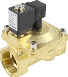 Клапан электромагнитный VS400-NT-NC-220VAC 1 1/2″ Ду40 Ру16, соленоидный двухходовой, корпус - латунь, уплотнение - NBR, резьбовой, нормально-закрытый, пилотный, катушка - 220В