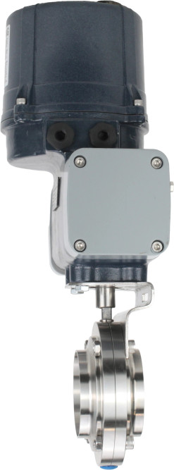 Затвор дисковый поворотный WBV3131E-2W-C-H Ду20 Ру10 кламповый, корпус - пищевая нержавеющая сталь AISI 304, диск - нержавеющая сталь AISI 304, уплотнение - EPDM, с электроприводом четвертьоборотным QTSA-N-003EM-O0-220VAC с пружинным возвратом в Омске