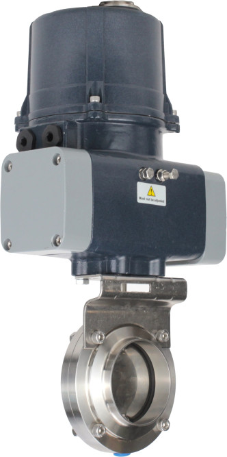 Затвор дисковый поворотный WBV3131E-2W-C-H Ду20 Ру10 кламповый, корпус - пищевая нержавеющая сталь AISI 304, диск - нержавеющая сталь AISI 304, уплотнение - EPDM, с электроприводом четвертьоборотным QTSA-N-003EM-O0-220VAC с пружинным возвратом в Омске