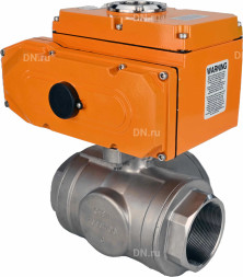 Кран шаровой BV3232P(4pc)-SP-3WL-T-ISO-H Ду80 Ру40 стандартнопроходной L-тип, трехходовой, нержавеющая сталь SS316, внутренняя резьба, уплотнение - PTFE, с эл. приводом E34-N-010EM-O1-220VAC-У1