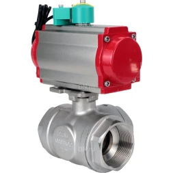 Кран шаровой BV3232P(4pc)-SP-3WL-T-ISO-H Ду20 Ру63 стандартнопроходной L-тип, внутренняя резьба, корпус - нержавеющая сталь 316, уплотнение - PTFE, пневмопривод PA-DA-052, пневмораспределитель 4M310-08 AC220V и магнитным переключателем ALS200D
