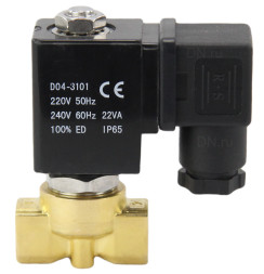 Клапан электромагнитный VS700-PT-NC-24VAC 1″ Ду25 Ру6 прямого действия двухходовой, корпус - латунь, присоединение - внутренняя резьба, уплотнение - PTFE, нормально-закрытый, катушка - 24 В AC