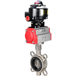 Затвор дисковый поворотный WBV3131N-2W-Fb-H Ду125 Ру16, корпус - нержавеющая сталь 304, диск - нержавеющая сталь 304, уплотнение - NBR, с пневмоприводом PA-SA-140 и БКВ APL-510N EX