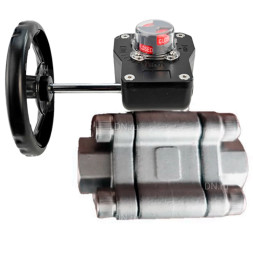 Кран шаровой BV3232P(3pc)-FP-SW-ISO-H Ду65 Ру63 полнопроходной, корпус - нержавеющая сталь SS316, под приварку, с редуктором HGB RQN2-320Z с индикатором положения