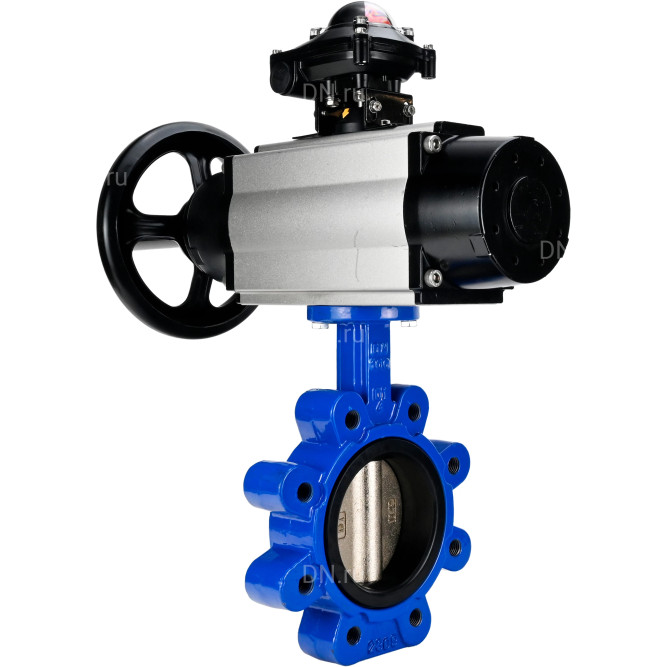 Затвор дисковый поворотный WBV1616N-2W-Fb-H Ду125 Ру16 LUG корпус - чугун QT450, диск - чугун QT450, уплотнение - NBR, с пневмоприводом PA-DA-105-1 и БКВ APL-210N в Омске