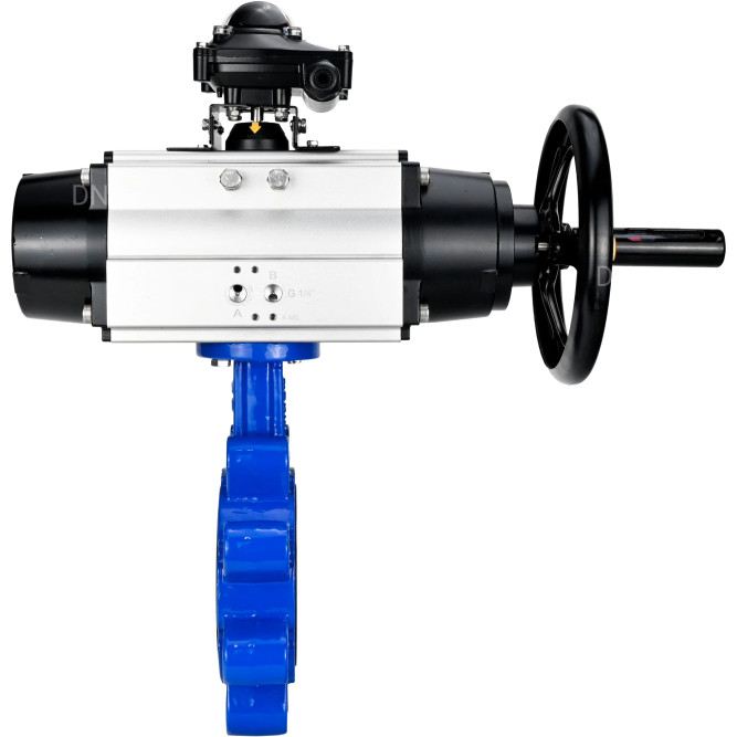 Затвор дисковый поворотный WBV1616N-2W-Fb-H Ду125 Ру16 LUG корпус - чугун QT450, диск - чугун QT450, уплотнение - NBR, с пневмоприводом PA-DA-105-1 и БКВ APL-210N в Омске