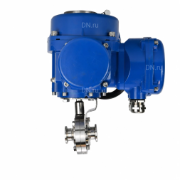 Затвор дисковый поворотный WBV3131S-2W-C-H Ду32 Ру10 кламповый, корпус - пищевая нержавеющая сталь 304, уплотнение - Silicon, с электроприводом QT-N-005M-O2-220VAC-У1 с моментной муфтой и штурвалом