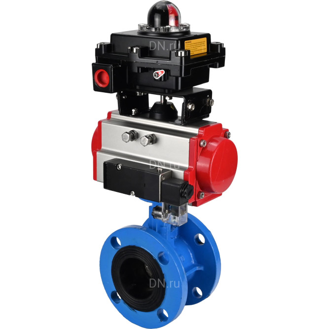 Затвор дисковый поворотный WBV1313E-2W-F-H Ду200 Ру16 фланцевый, корпус - чугун GGG40, диск - чугун GGG40, уплотнение - EPDM, с пневмоприводом PA-DA-140, пневмораспределителем 4M310-08 AC220V и БКВ APL-410N EX в Омске