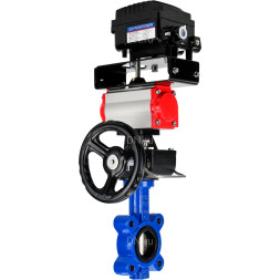 Затвор дисковый поворотный WBV1616E-2W-Fb-H Ду150 Ру16 LUG корпус - чугун QT450, диск - чугун QT450, уплотнение - EPDM, с пневмоприводом PA-DA-105, редуктором MON3-700-T38-ISO и позиционером YT-1000RSN без обратной связи