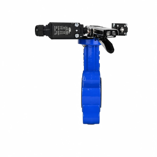 Затвор дисковый поворотный WBV1616N-2W-Fb-H Ду80 Ру16 LUG межфланцевый, корпус - чугун QT450, диск - чугун QT450, уплотнение - NBR, с рукояткой и двумя концевыми датчиками LS-103 250В в Омске