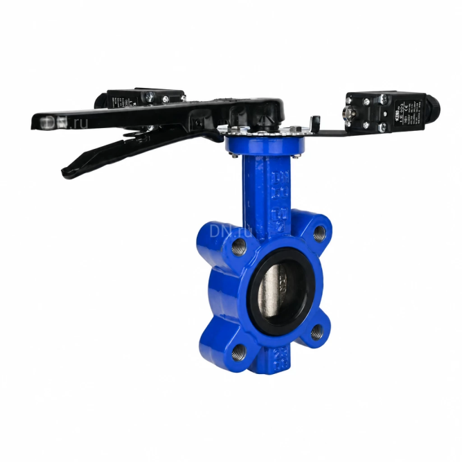 Затвор дисковый поворотный WBV1616N-2W-Fb-H Ду80 Ру16 LUG межфланцевый, корпус - чугун QT450, диск - чугун QT450, уплотнение - NBR, с рукояткой и двумя концевыми датчиками LS-103 250В в Омске