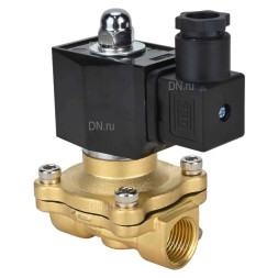 Клапан электромагнитный VS300-VT-NO-220VAC 1 1/4″ Ду32 Ру10, соленоидный двухходовой, корпус - латунь, уплотнение - Viton, резьбовой, нормально-открытый, прямого действия, катушка - 220В