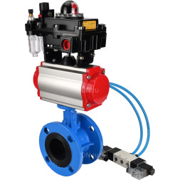 Затвор дисковый поворотный WBV1313E-2W-F-H Ду150 Ру16 фланцевый, корпус - чугун GGG40, диск - чугун GGG40, EPDM, с пневмоприводом PA-DA-130, пневмораспределителем 4V320-08 AC220V, БКВ APL-410N EX и БПВ AFC2000