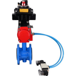 Затвор дисковый поворотный WBV1313E-2W-F-H Ду150 Ру16 фланцевый, корпус - чугун GGG40, диск - чугун GGG40, EPDM, с пневмоприводом PA-DA-130, пневмораспределителем 4V320-08 AC220V, БКВ APL-410N EX и БПВ AFC2000