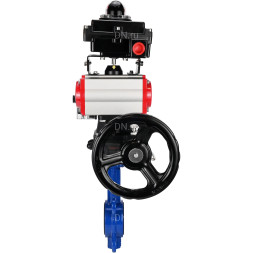 Затвор дисковый поворотный WBV1432N-2W-Fb-H Ду125 Ру16, корпус - чугун GGG50, диск - нержавеющая сталь 316L, уплотнение - NBR, с пневмоприводом PA-DA-105, пневмораспределителем 4M310-08 DC24V, БКВ APL-410N EX и ручным дублером MON3-700-T38-ISO