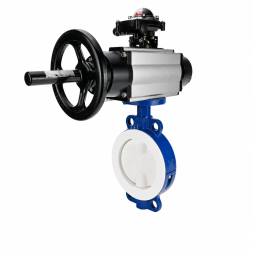 Затвор дисковый поворотный WBV3434Pf-2W-Fb-R Ду150 Ру16, корпус - углеродистая сталь WCB, диск - углеродистая сталь WCB, футерованный PTFE, уплотнение - PTFE, с пневмоприводом PA-DA-105-1, пневмораспределителем 4M310-08 DC24V и БКВ APL-210N