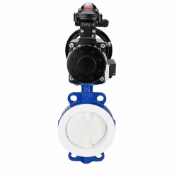 Затвор дисковый поворотный WBV3434Pf-2W-Fb-R Ду150 Ру16, корпус - углеродистая сталь WCB, диск - углеродистая сталь WCB, футерованный PTFE, уплотнение - PTFE, с пневмоприводом PA-DA-105-1, пневмораспределителем 4M310-08 DC24V и БКВ APL-210N