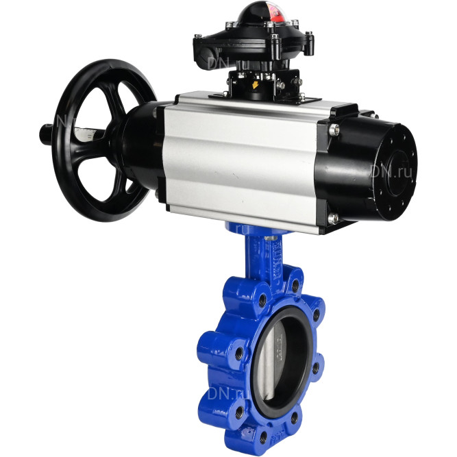Затвор дисковый поворотный WBV1631E-2W-Fb-H Ду125 Ру16 LUG корпус - чугун QT450, диск - нержавеющая сталь 304, уплотнение - EPDM, с пневмоприводом PA-DA-105-1 и БКВ APL-210N в Омске