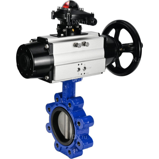 Затвор дисковый поворотный WBV1631E-2W-Fb-H Ду125 Ру16 LUG корпус - чугун QT450, диск - нержавеющая сталь 304, уплотнение - EPDM, с пневмоприводом PA-DA-105-1 и БКВ APL-210N в Омске