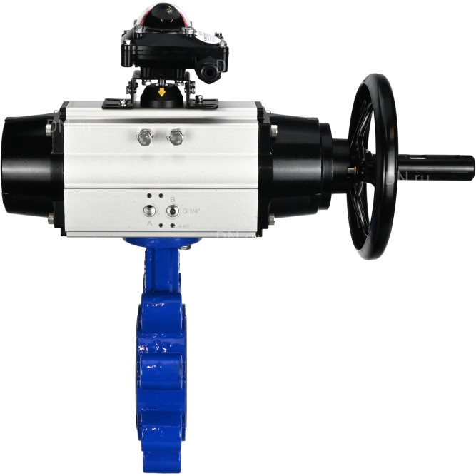 Затвор дисковый поворотный WBV1631E-2W-Fb-H Ду125 Ру16 LUG корпус - чугун QT450, диск - нержавеющая сталь 304, уплотнение - EPDM, с пневмоприводом PA-DA-105-1 и БКВ APL-210N в Омске
