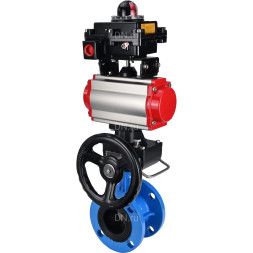 Затвор дисковый поворотный WBV1313E-2W-F-H Ду125 Ру16 фланцевый, корпус - чугун GGG40, диск - чугун GGG40, уплотнение - EPDM, с пневмоприводом PA-DA-130, БКВ APL-410N EX и ручным дублером MON1-250-T26-ISO