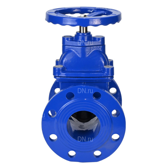 Задвижка клиновая 30ч39р (аналог МЗВ) GVWN1414E-2W-F-S blue Ду125 Ру10/16 фланцевая, корпус - чугун GGG50, уплотнение - EPDM, со штурвалом и невыдвижным штоком, цвет - синий в Омске