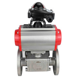 Кран шаровой BV3232P(4pc)-FP-3WL-F Ду40 Ру16 полнопроходной трехходовой, фланцевый, корпус - нержавеющая сталь SS316, с пневмоприводом PA-DA-065 двойного действия, пневмораспределителем 4M310-08 DC24V и БКВ APL-210N