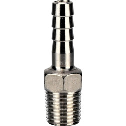 Штуцер елочка BF31-T-1-25 1″х25мм Ду25 Ру16 шланговый, корпус - нержавеющая сталь AISI 304 (CF8), присоединение - наружная резьба/штуцер