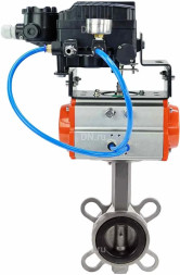 Затвор дисковый поворотный WBV3232E-2W-Fb-H Ду250 Ру16, корпус - нержавеющая сталь 316L, диск - нержавеющая сталь 316L, уплотнение - EPDM, с пневмоприводом PA-DA-140 и с электропневматическим поворотным позиционером YT-1000RSN с обратной связью