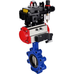Затвор дисковый поворотный WBV1616E-2W-Fb-H Ду125 Ру16 LUG корпус - чугун QT450, диск - чугун QT450, уплотнение - EPDM, с пневмоприводом PA-SA-140, пневмораспределителем 4M310-08 DC24V, БКВ APL-410N EX и БПВ AFC2000